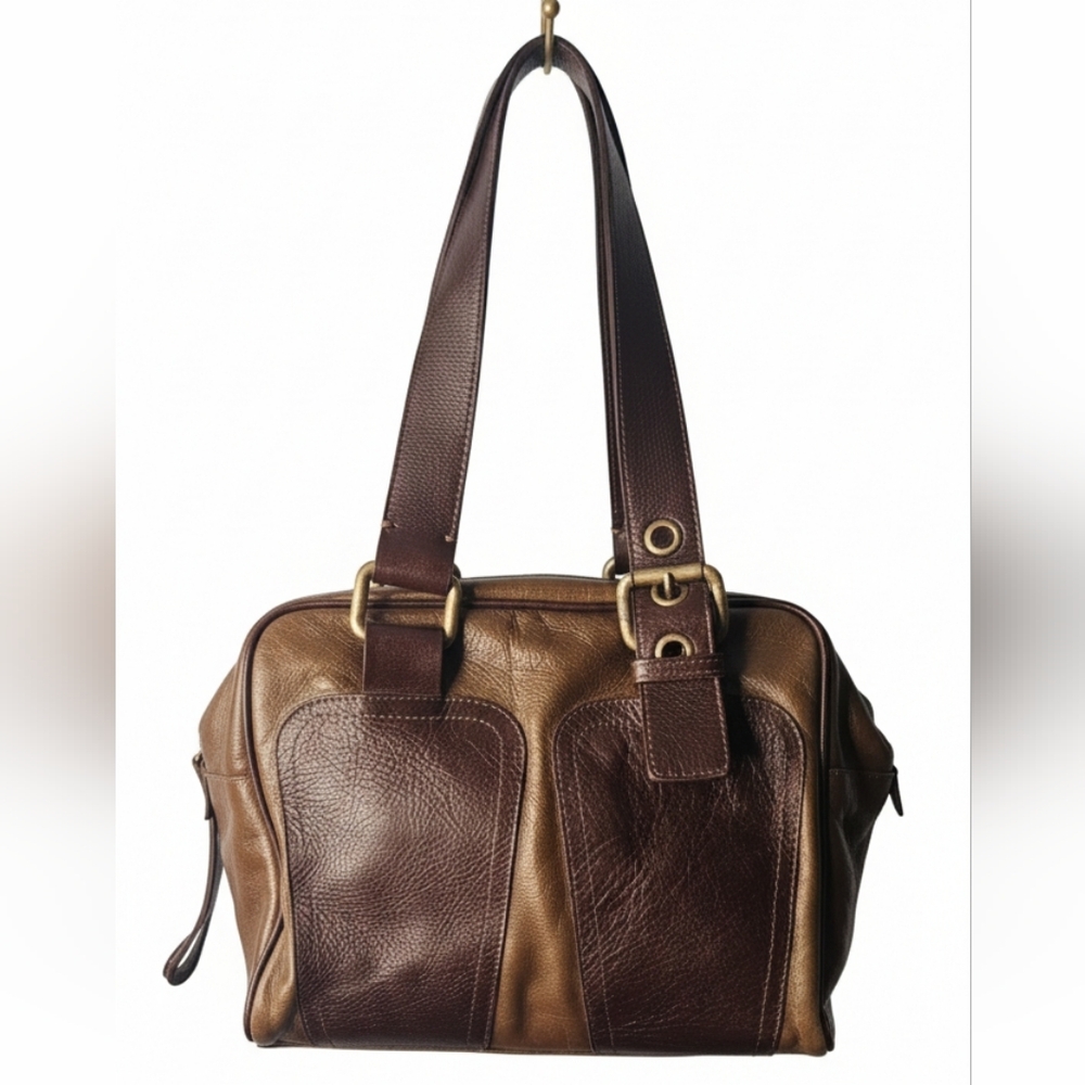 dulce Two Tone Brown Women's Brazalian Leather Handbag